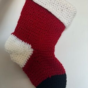 Red and White Knit Christmas Stocking